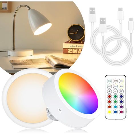 Ampoule rechargeable à piles pour douille E26 (détachable), 13 spots LED à température de couleur avec télécommande, intensité variable et minuterie