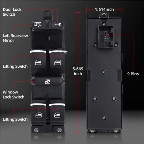 Interrupteur De Lève-vitre Pour VW GTI, Pour Golf 4, Pour Jetta MK4, Pour Bora, Pour Passat B5 B5.5 (1998-2004) 3BD 959 857 3BD959857 Interrupteur de fenêtre de porte (1/5)