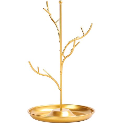 Présentoir à bijoux pour colliers et boucles d'oreilles avec motif d'oiseau en métal, plateau en forme d'arbre, présentoir vintage pour bracelets et bagues, ornement en forme de tour, convient aux fem (1/5)