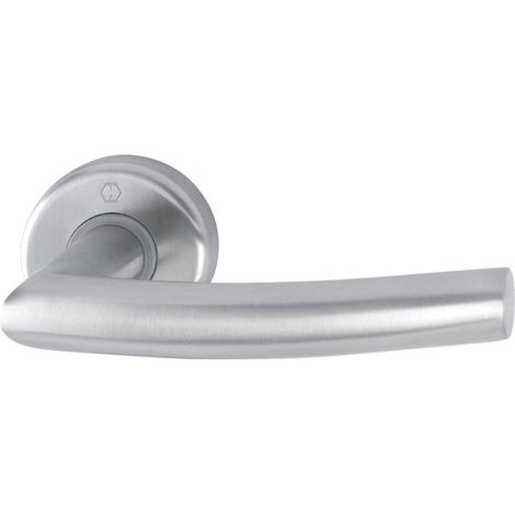 Hoppe – Lot de 2 poignées de porte d'intérieur Alta inox – Acier inox mat – Rosace incluse – Pour installation facile et durable