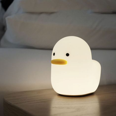 Weiche Silikon-Enten-Nachtlampe mit Lampenschirm, verzögerter automatischer Abschaltfunktion, niedliches berührungsempfindliches LED-Nachtlicht, Wohndekoration (1/5)