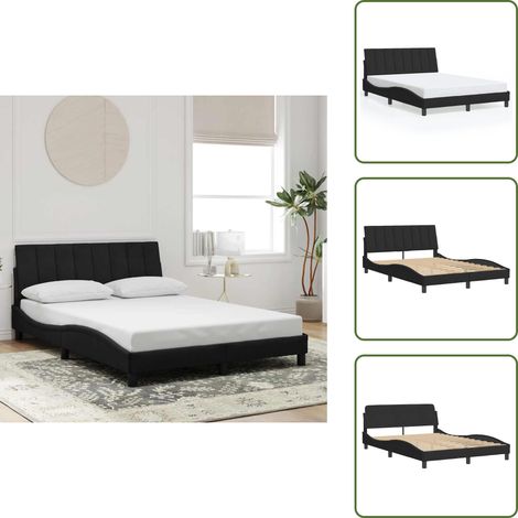Cuscino testiera - vidaXL Giroletto senza Materasso Hanko Nero 140x200 cm in Velluto - Velluto