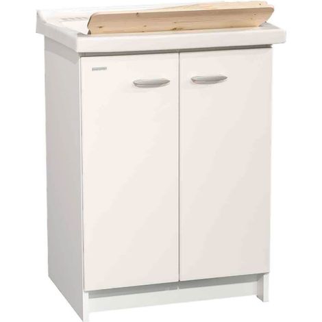 Mobile Lavatoio 63x50x87 cm 2 Ante Asse in Legno Montegrappa Acqua Marella Bianco Lucido (1/5)