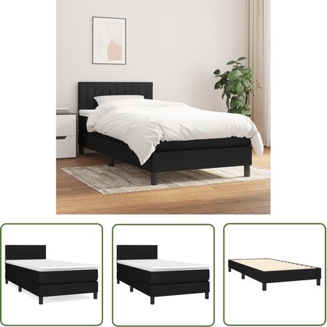 The Living Store Boxspringbett mit Matratze Schwarz 100x200 cm Stoff - Boxspringbett - Doppelbett - Schlafraumgestaltung - Bettenrahmen - Matratze (1/5)