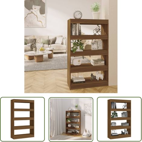 The Living Store Bibliothèque/Séparateur de pièce Chêne marron Bois d'ingénierie - Bibliothèque - Meuble Rangement - Étagère - Séparateur Pièce - Bibliothèque Bois (1/5)