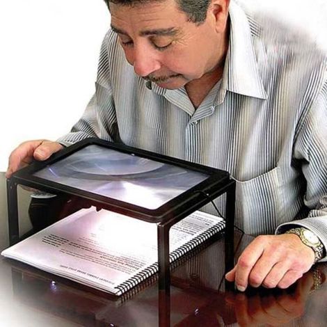 Grande Loupe 3x mains libres pleine page loupe de format A4 avec lumière LED pour lecture