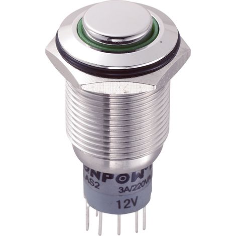 TRU COMPONENTS 701795 LAS2GQH-22E/G/12V/S/P Vandalismusgeschützter Drucktaster 250 V/AC 3 A 2 x Ein/