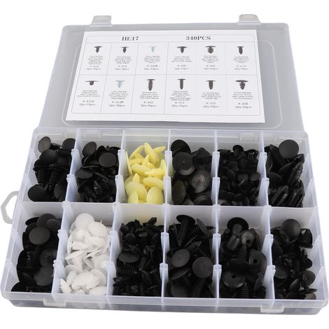 Kit de Rivets Plastiques Premium pour Carrosserie Automobile  Lot de 340 Pièces  Clips de Porte, Pare-chocs et Panneaux  Installation Facile (1/5)