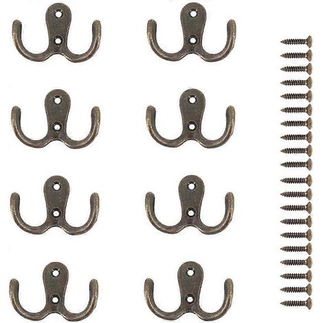 Crochets à double vis, crochets et chevilles métalliques pour le rangement dans la maison, étagères, tiroirs, casiers et salle de bain (bronze) (1/5)