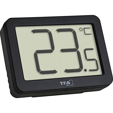 Thermomètre numérique intérieur – Plage de mesure -10 à +60 °C – Affichage max/min – Aimants et support pliable – Compact 55x15x40 mm – TFA