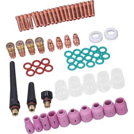 Ensemble de soudage TIG 68 pièces : Électrodes, connecteurs de buse, couvercles PTFE et accessoires pour torches WP 17, 18, 26 (1/5)