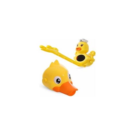 Lot de 2 rallonges de robinet pour enfant, forme canard, réglable, lavage mains tout-petits, jaune – (1/5)