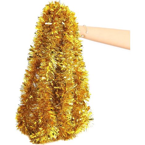 Guirlande de Noël dorée, guirlande métallique épaisse de 10 m pour décorations de sapin de Noël (1/5)