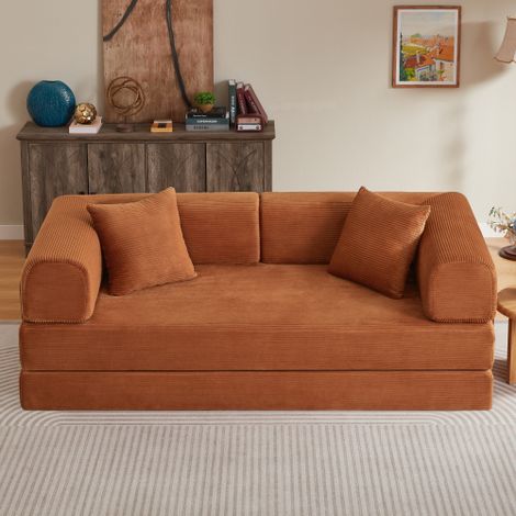 Divano componibile senza struttura rigida, divano letto trasformabile in letto, divano per pavimento tatami per soggiorni, camere da letto e appartamenti. Divano pieghevole completo di 2 cuscini e str (1/5)