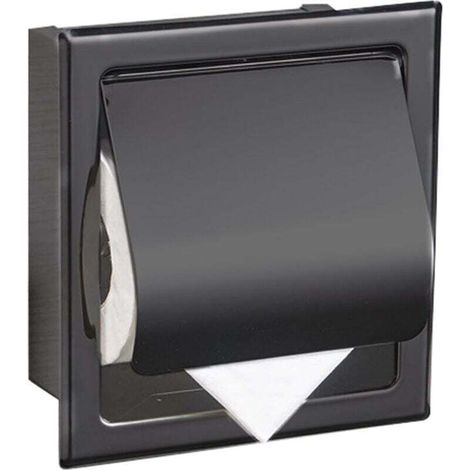 Versenkter Toilettenpapierhalter aus mattschwarzem Edelstahl (1/4)