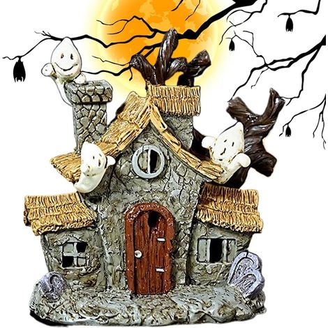 Maisons Village Halloween Décoration de table effrayante en résine avec  Figurine Maison Village Halloween Pour Chambre Salon Couloir Table De Chevet Étagère Plateau À Plusieurs (1/5)