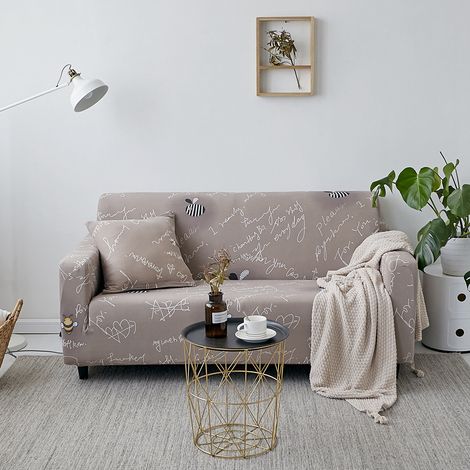 Housse de canapé confortable à motif lettres, protection et décoration intérieure (pour canapé 2 places) (1/5)