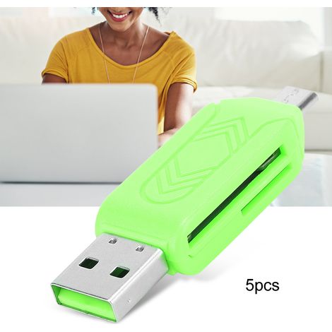 5 Pièces Lecteur de Carte OTG USB 2.0 pour Android Xiaomi, Compatible Téléphone et Ordinateur (Vert) (1/5)