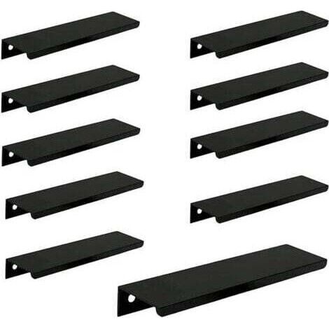 (10 pièces, noir) Poignée de porte longue invisible pour armoire, 150 mm de long, poignée de bord noire sans perforation