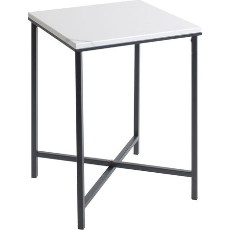 Table d'Appoint Carrée Effet Marbre "Alba" 55cm Noir