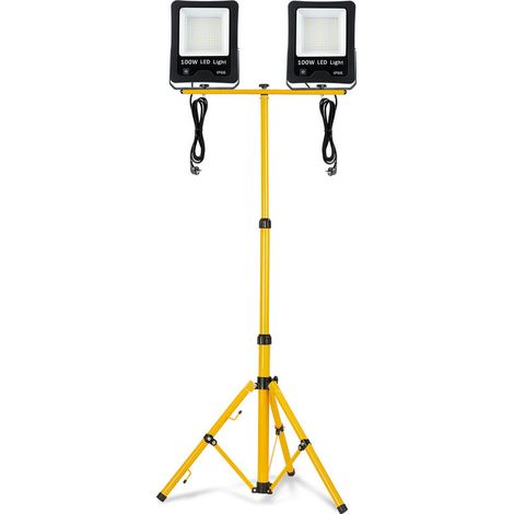 Projecteur portatif Projecteur LED 2x100W Blanc chaud avec Trépied - Projecteur de travail à LED étanche pour usage intérieur et extérieur HENGMEI