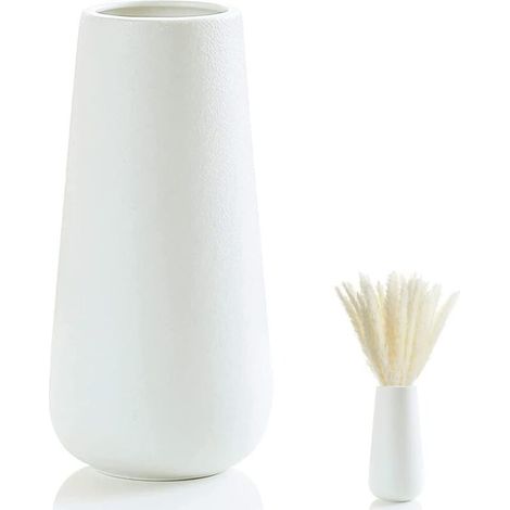 Vases en Céramique Blanche, Vase Blanc Design, Vase en Céramique Moderne, Vase Décoratif Design, Vase à Fleurs Décoratif, Vase Moderne pour La Maison Décor Salon Bureau Cuisine Table Ornement (1/5)