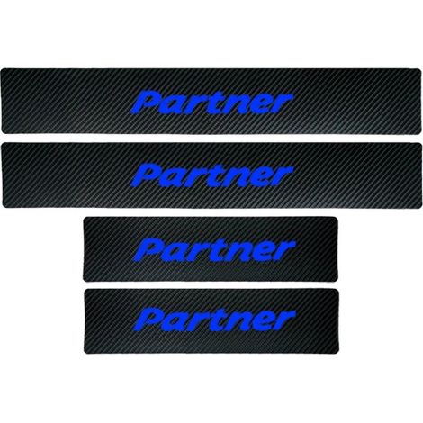 (Bleu) Autocollants en vinyle imitation fibre de carbone pour Peugeot Partner,protection de seuil de porte,accessoires intérieurs (lot de 4) (1/3)