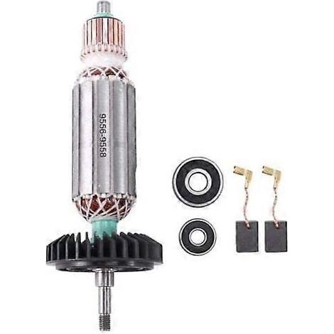 Rotor d'induit pour meuleuse d'angle compatible avec les modèles 9556, 9557, 9556HN et 9557NB. Pièce de rechange neuve pour Makita. (1/4)