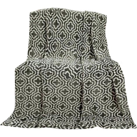 Manta estampada Tayga 150x200 con estampado blanco grafito (1/2)