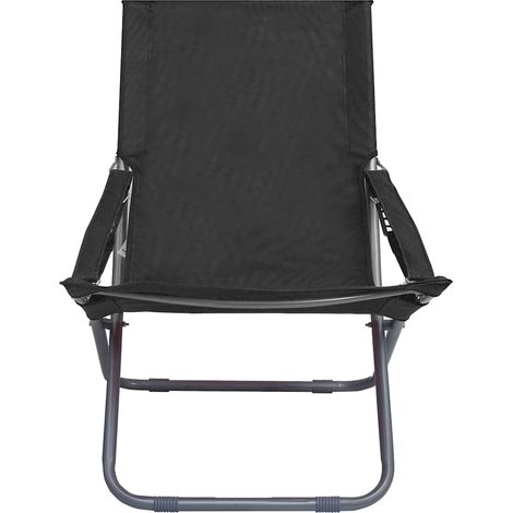 vidaXL Sillas plegables, 2 unidades, tela negra (1/2)
