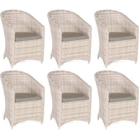 Sonnenpartner 6x Garten-Sessel Solana Aluminium/Polyrattan white-coral Gartenstuhl (1/2)