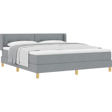 Maison Exclusive - Lit à ressorts avec tête de lit Gris clair 200 x 180 cm tissu (1/5)