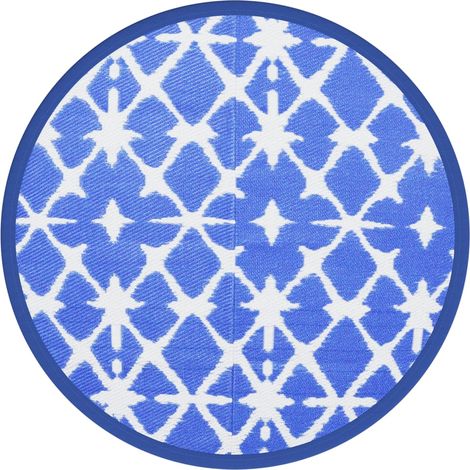 Tapis d'extérieur ARAKIL bleu et blanc Ø160 cm PP