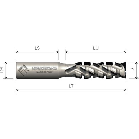 FRESA ELIC DIA Z2+2 ASS 30° CORPO IN ACCIAIO PCD H4,5MM PREVAL POS -MOBILTECNICA  .30D22  LU 25  DS20  LT85  Z(2+2)(8+1DIA)  AX30°  SX  H4,5