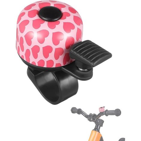 Children's bell, mini aluminum bell, for children's bicycles, mountain bikes, scooters, with a pretty pink heart (1/5)