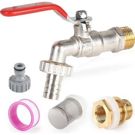 Robinet Cuve 1000L 1/2 Pouce Laiton Connecteur Cuve 1000L avec Passage de Tonneau d'eau de Pluie Raccord Cuve Traversée de Réservoir Adaptateur de Réservoir (1/5)