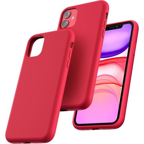 iPhone 11 Hülle Silikon Rot Stoßfest Kratzfest Anti-Rutsch Handyhülle 6,1 Zoll (1/5)