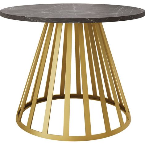 Mesa de centro Oswego 130, Mármol negro, 45x0x0cm, Diámetro: 58, Aglomerado laminado, Redonda
