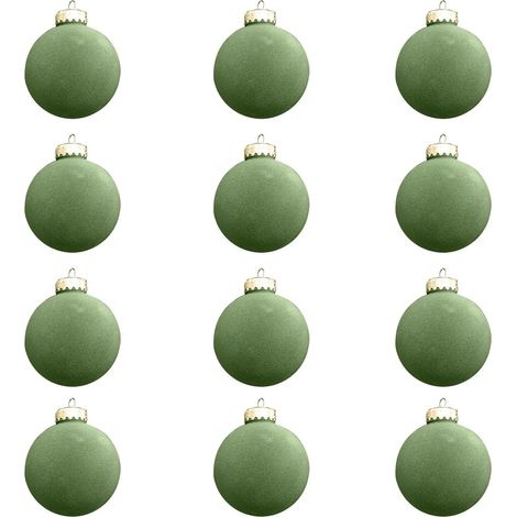 Lot de 12 Boules De Noël en Velours Boules de Noël Floquées en Suspendre pour Sapin de Noël Vert/Rouge Décorations De Noël en Velours Boules De Noël pour Décoration d'arbre De Noël 6 cm (Vert) (1/5)