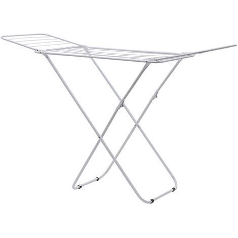 Tendedero plegable con varillas, tendedero independiente, para interior/exterior, ropa de cama y prendas de vestir, color blanco. (1/5)