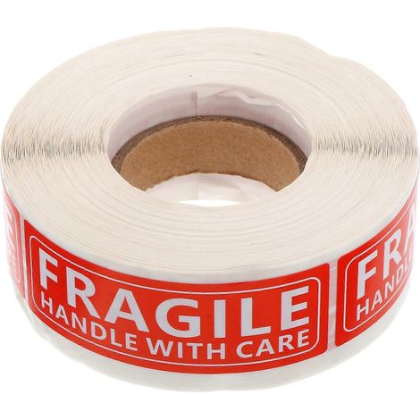 rouleau/500 pièces - Étiquettes autocollantes d'emballage et d'avertissement pour l'expédition - Manipuler avec précaution-7X2.2X0.1CM-Red