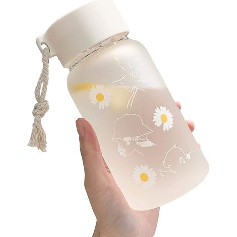 Bouteille d’eau transparente en plastique en forme de marguerite, gobelet de voyage avec cordon portable, pour thé et boissons (1/5)
