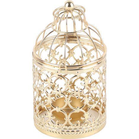 Vintage-Kerzenhalter in Vogelkäfigform, goldener Kronleuchter, Dekoration, Geschenk, Hochzeit, Veranstaltung, Zuhause (1/5)