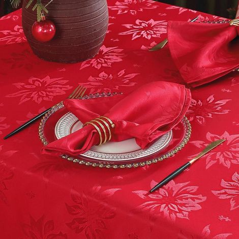 Weihnachtliche Stoffservietten 50x50 cm Weihnachtsstern Rot 4 Stück waschbar