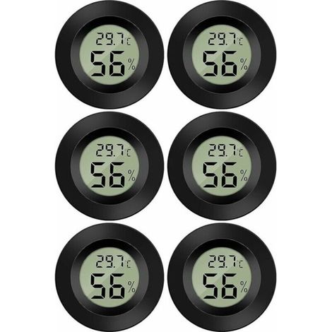 (6 PCS - B)Mini Digital LCD Thermomètre Hygromètre Température Humidité -5070℃ 10%99% RH Thermomètre Portable Thermo Hygromètre Indicateur pour Bureau Cuisine Humidors Incubateurs Reptiles (1/5)
