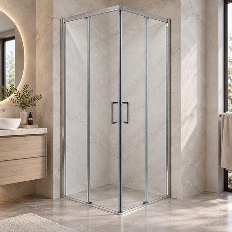 Box Doccia 80x90 cm Apertura ad Angolo Con Ingresso Agevolato Altezza 200cm In Cristallo Temperato - FRASCIO