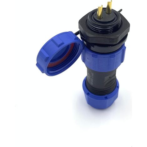 SP17 2-poliger Luftfahrtstecker – 1 Stecker und 1 Buchse – PA68 Nylon – IP68 wasserdicht, 500 V, 10 A – Industrie und Beleuchtung – Schwarz (1/5)