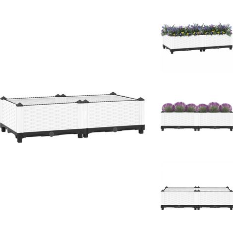 Hochbeet 80x40x23 cm Polypropylen - Hochbeet - Pflanzgefäß - Gartenmöbel - Polypropylen - Weiß (1/5)