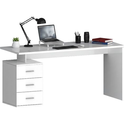 Dmora - Scrivania Abisse, Scrittoio lineare, Scrivania ufficio multiuso, Scrivania salvaspazio multi posizione, 160x60h75 cm, Bianco