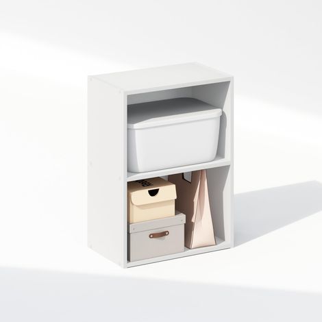 Organisateurs et Rangement de Placard, Organisateur de Placard 2 Niveaux, Étagère Ouverte de Placard, pour Garde-Robe, Chambre, Salon, Blanc (1/5)